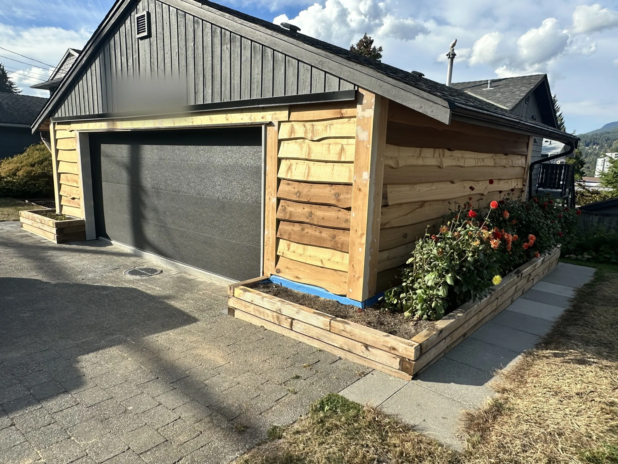 Cedar siding installed