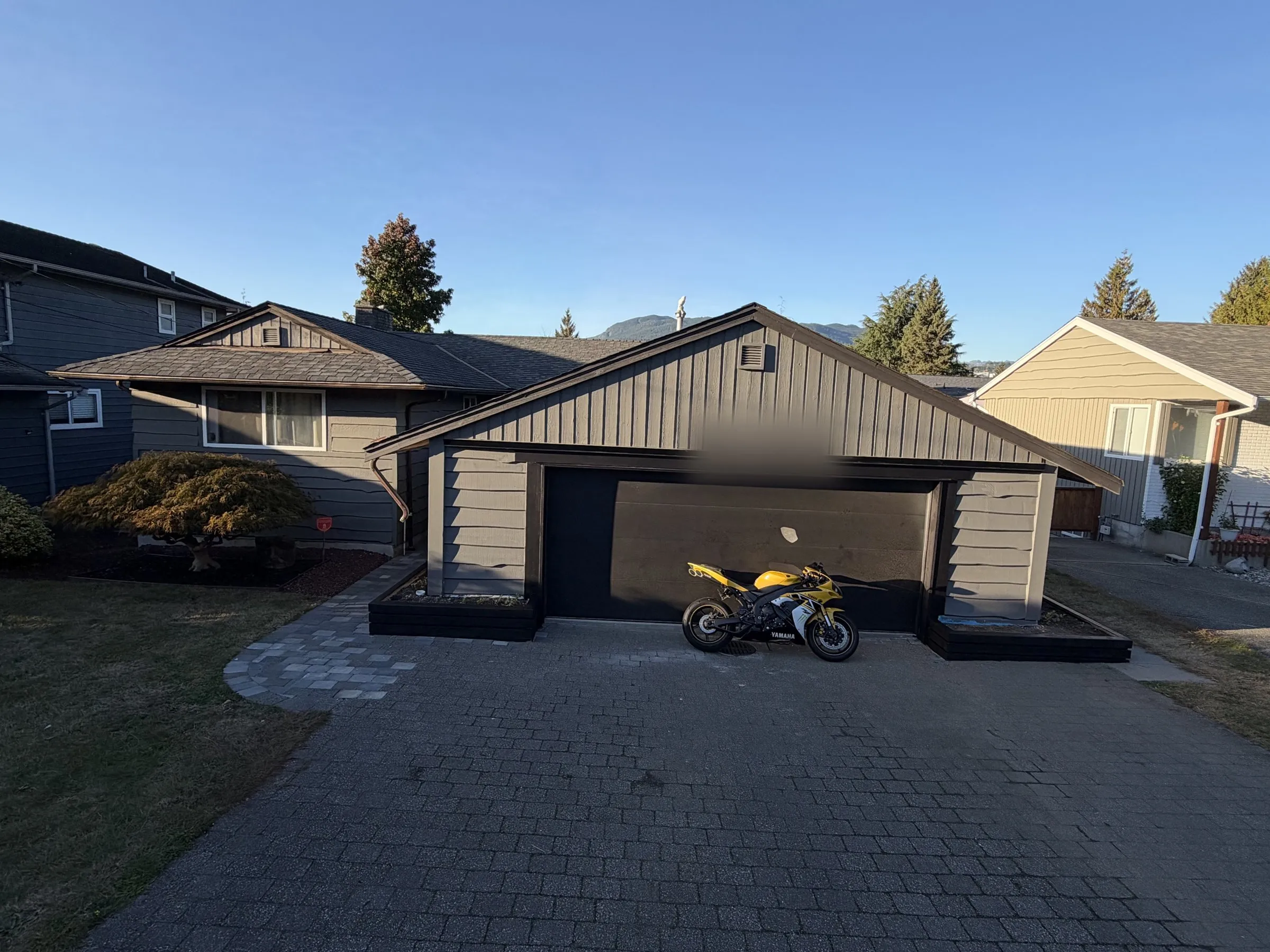 Finished — painted to match the house