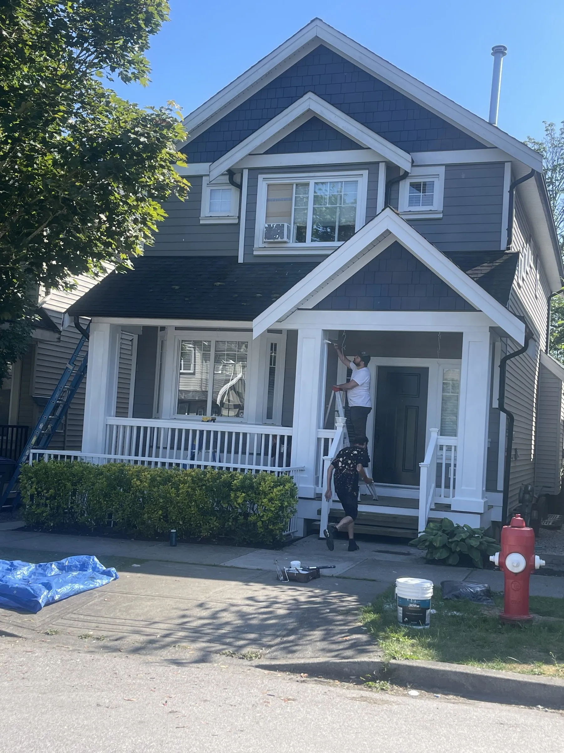 Painting the porch columns and trim
