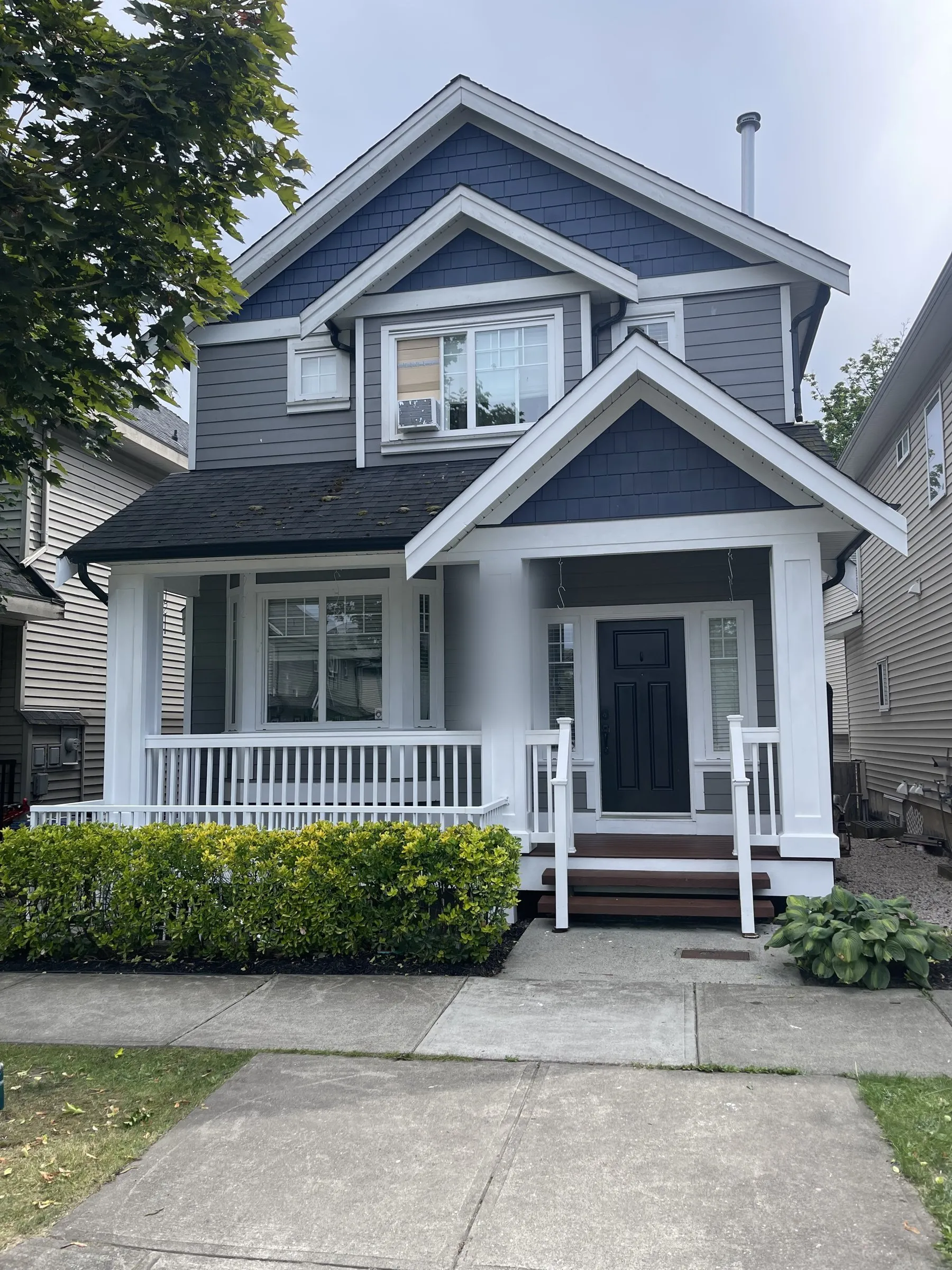 Freshly painted white porch and trim