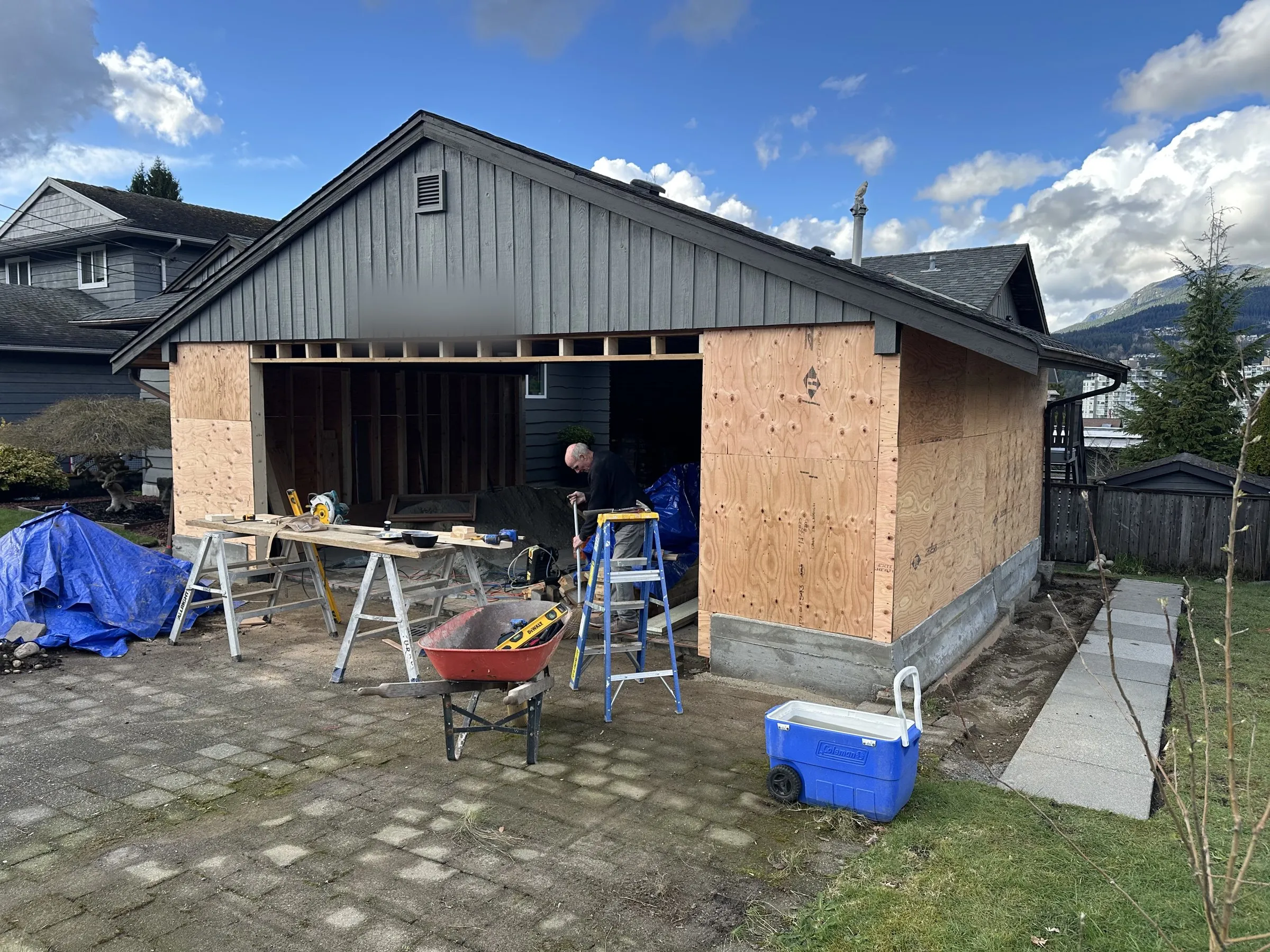 Carport conversion during framing and sheathing